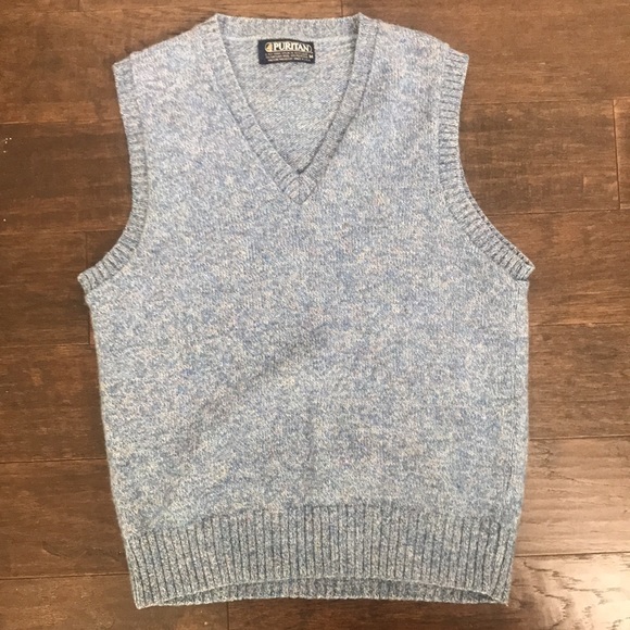 Wool Blend V Neck Sweater Vest Size Medium Blue Multicolor - Picture 3 of 12